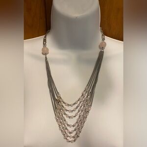 Lovely Talbots Multi-Strand Necklace with Pink Beads Boho Chic